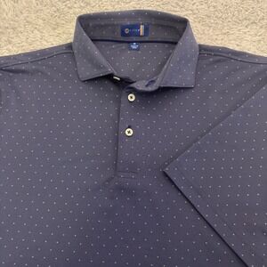 Stitch Golf Mens Polo Shirt Navy Blue Micro Dot Performance Stretch Size M